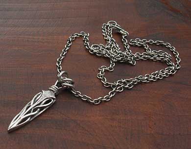 Mens silver dagger necklace