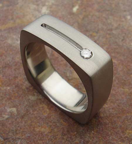 Mens Square Diamond Set Wedding Ring