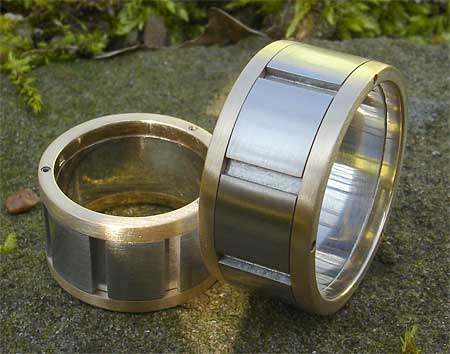 Mens steel and gold wedding rings