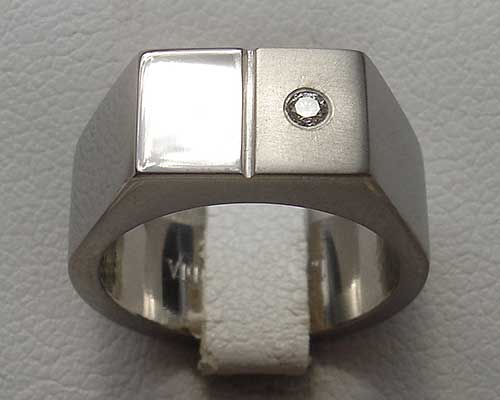 Mens Titanium Diamond Signet Ring | LOVE2HAVE in the UK!
