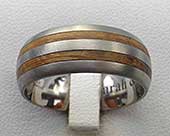 Mens titanium and wood wedding ring