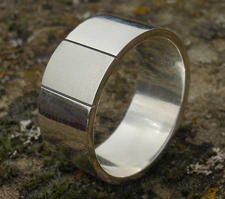 Mens two tone silver ring