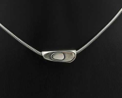 Mens unusual contemporary silver necklace