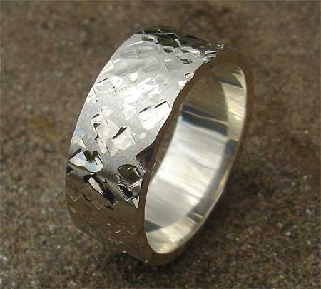 Mens unusual silver ring