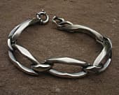 Mens unusual sterling silver link bracelet