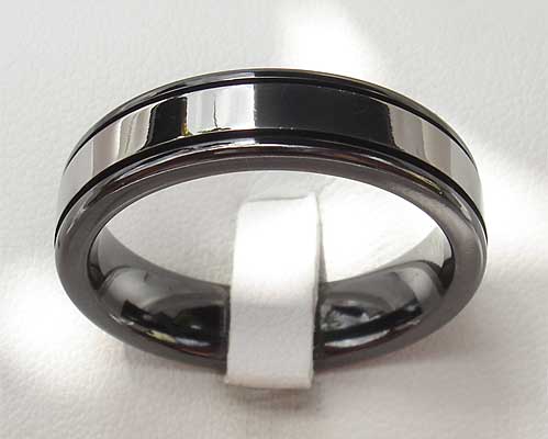Mens unusual two tone wedding ring