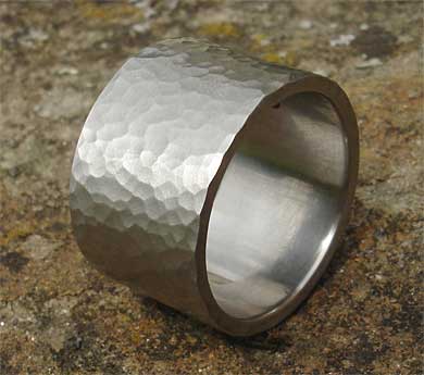 Mens wide steel wedding ring