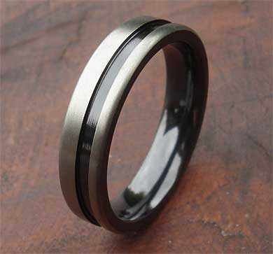Mens wedding ring in a two tone finish