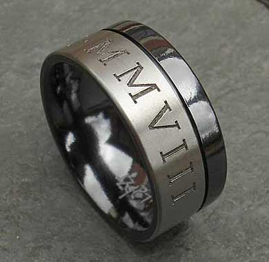 Mens wedding ring with Roman numerals