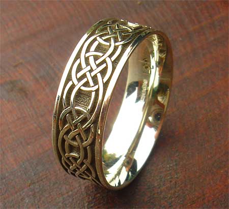 Mens white gold Celtic wedding ring