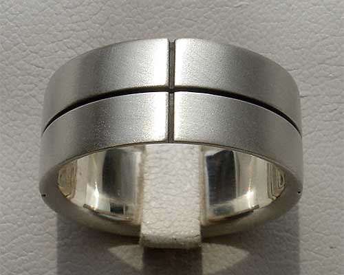 Size T Mens Wide Etched Silver Wedding Ring