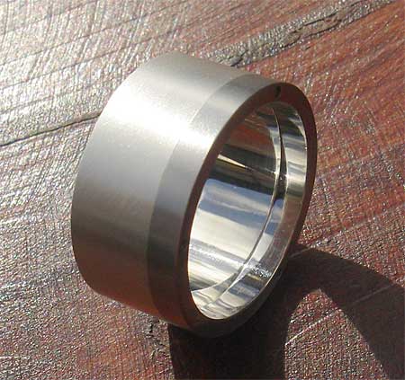 Mens steel and silver wedding ring