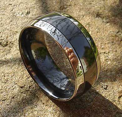 Mens wide two tone wedding ring