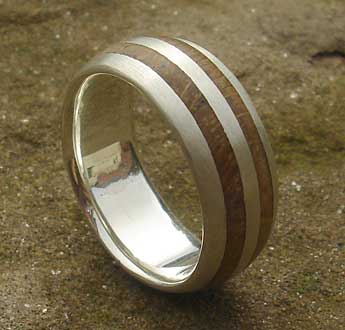 Size O Twin Inlay Wooden Wedding Ring