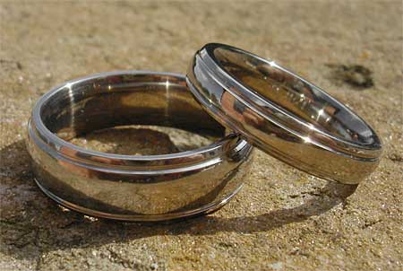 Modern titanium wedding rings