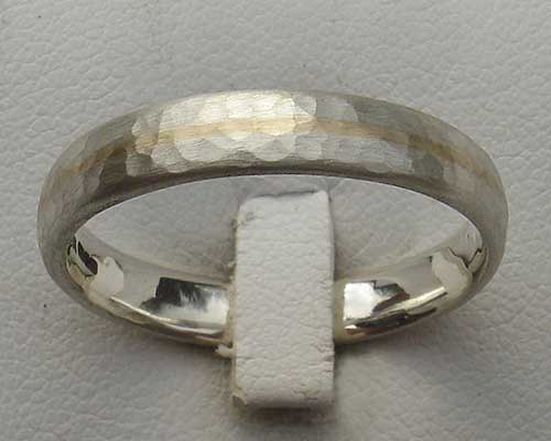 Narrow silver and 9ct gold wedding ring