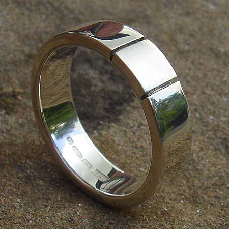 Narrow  two tone sterling silver ring