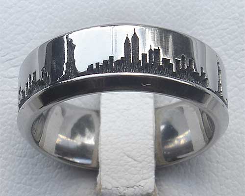 Titanium ring New York skyline