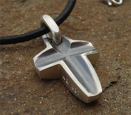 Oxidised silver cross necklace