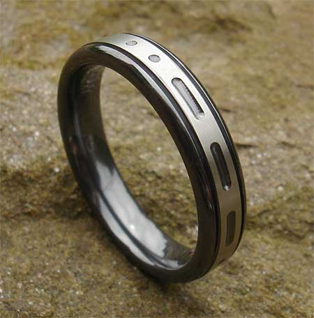 Morse code personalised wedding ring