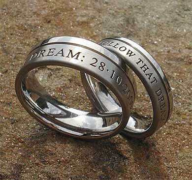 Personalised titanium wedding rings