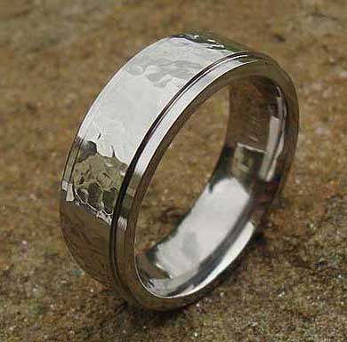 Plain beaten wedding ring