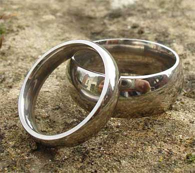 Plain domed wedding rings