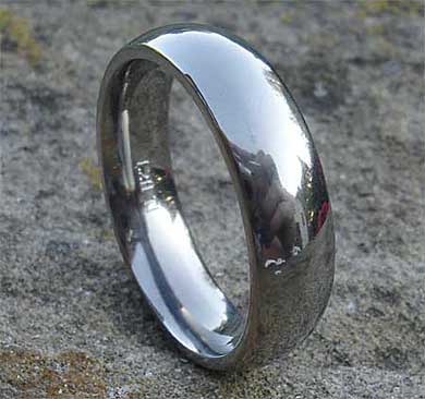 Plain titanium domed wedding ring