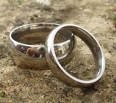 Titanium domed wedding rings