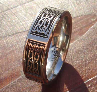 Celtic engraved titanium ring