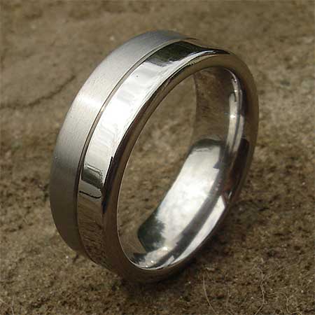 Polished and matt titanium wedding ring
