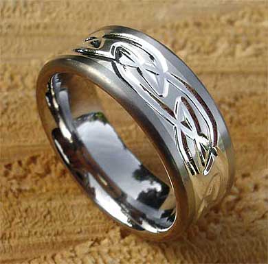 Celtic inlaid titanium ring