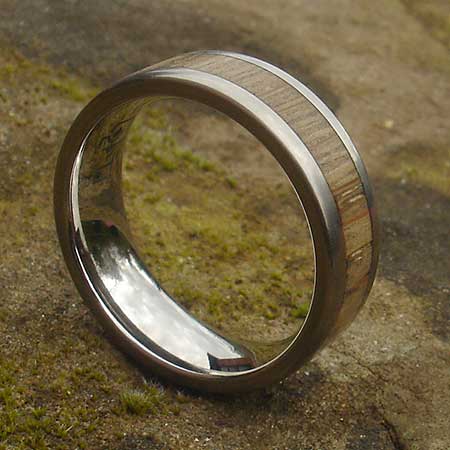 Titanium and wood wedding ring