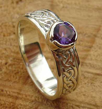 Celtic amethyst engagement ring