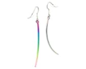 Titanium drop earrings featuring a rainbow elongated wire design