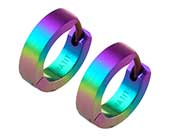 Rainbow titanium cuff hoop earrings