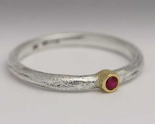Ruby silver engagement ring