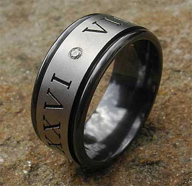 Roman numeral diamond ring for men