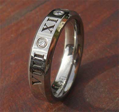 Roman numeral diamond wedding ring for women