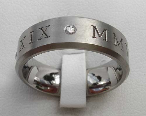 Roman numeral diamond wedding ring