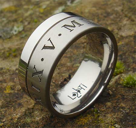 Roman numeral wedding ring for men
