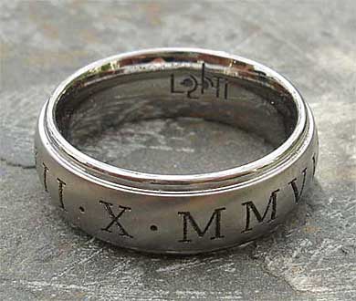 Roman numeral wedding ring
