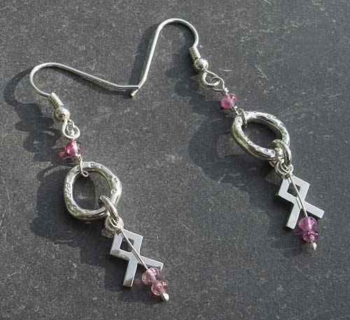 Rune silver hook earrings