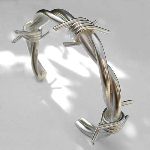 Silver barbed wire bangle
