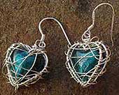 Silver caged heart drop earrings