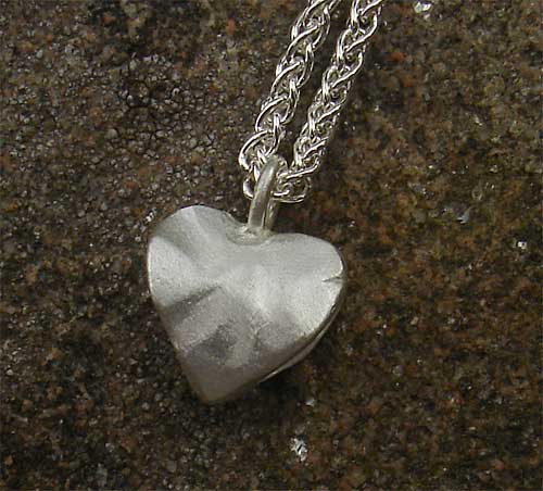 Silver hammered heart necklace