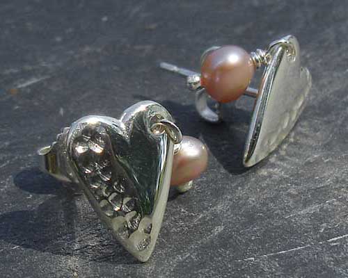 Silver handmade heart earrings