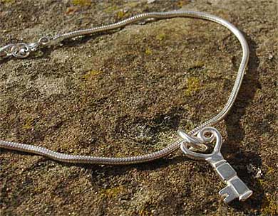 Silver key heart bracelet
