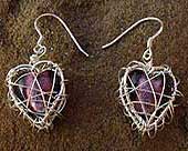 Silver heart cage drop earrings