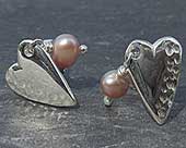 Celtic silver heart stud earrings